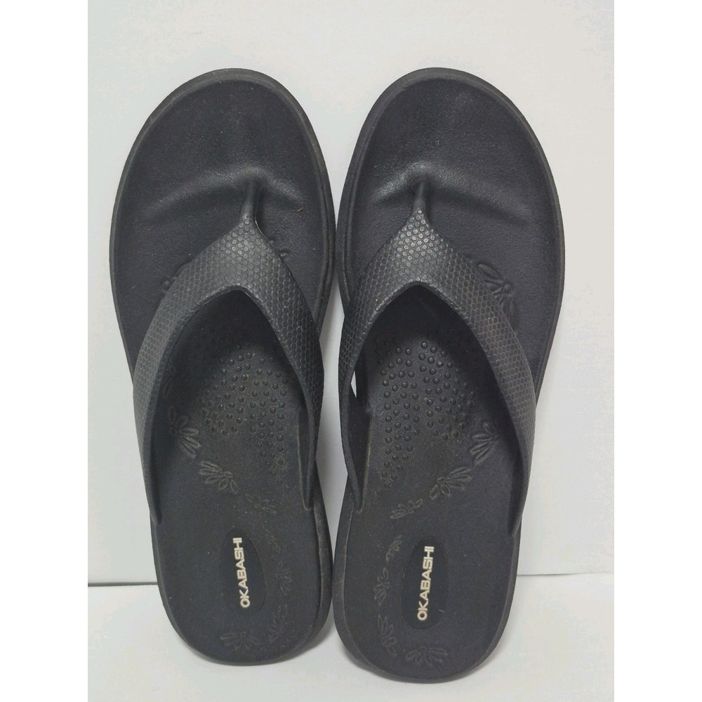 Okabashi Maui Flip Flops Women's Waterproof Sandals Size Large Black Flip Flops